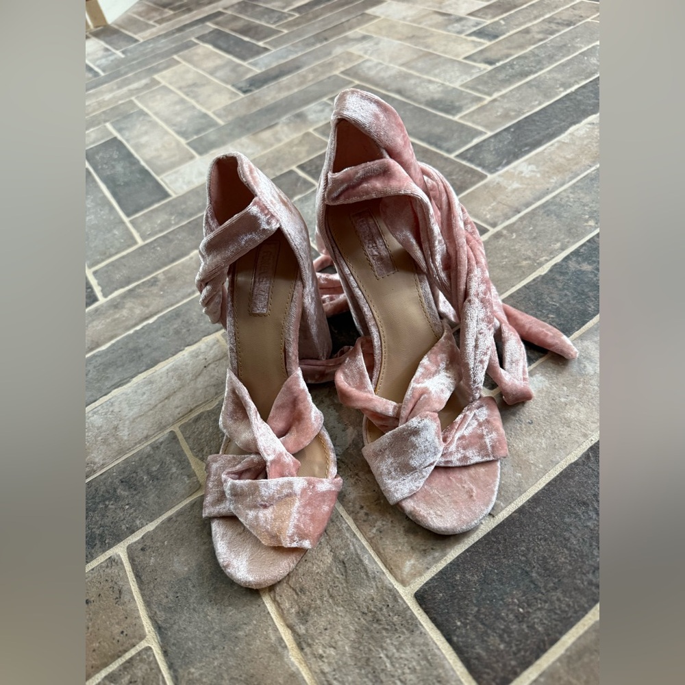 Pink Velvet Strappy Heels